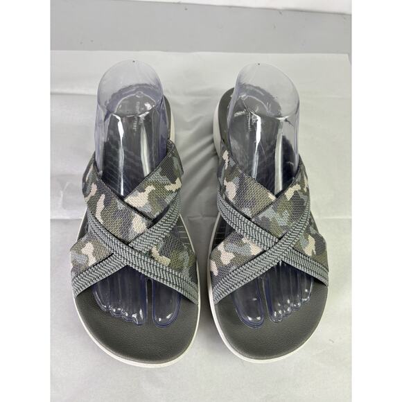 CLOUDSTEPPERS Clarks Womens 11 W Slide Comfort Sandals Mira Isle Green Camo - Picture 2 of 10